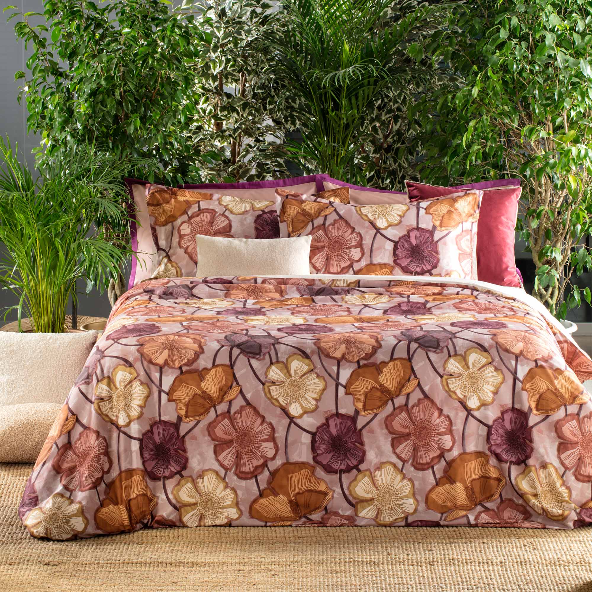 Completo Lenzuola Copriletto Raso 300TC Stampa Digitale Keira Letto Reevèr