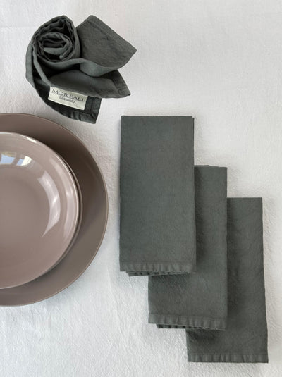 Set 4 Tovaglioli No-Stiro Cotone STONE Cucina Moreali Tessile Casa 50 x 50 cm Antracite