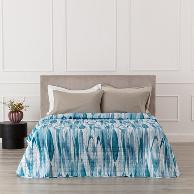 Trapuntino in Microfibra Stampato VEGA Letto Riviera Matrimoniale 260 x 260 Turchese