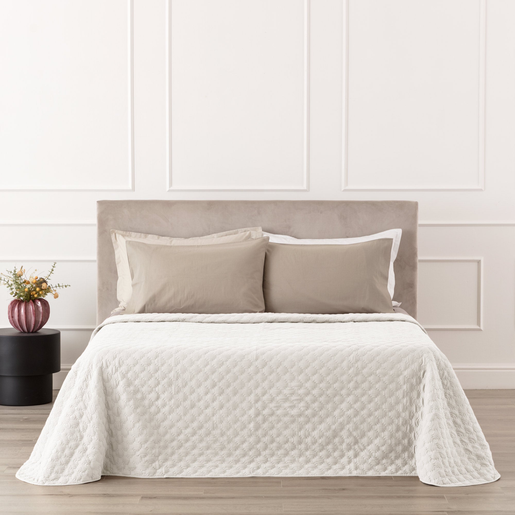 Trapuntino Mussola di Cotone ROMBUS Letto Riviera Matrimoniale 260 x 260 Bianco