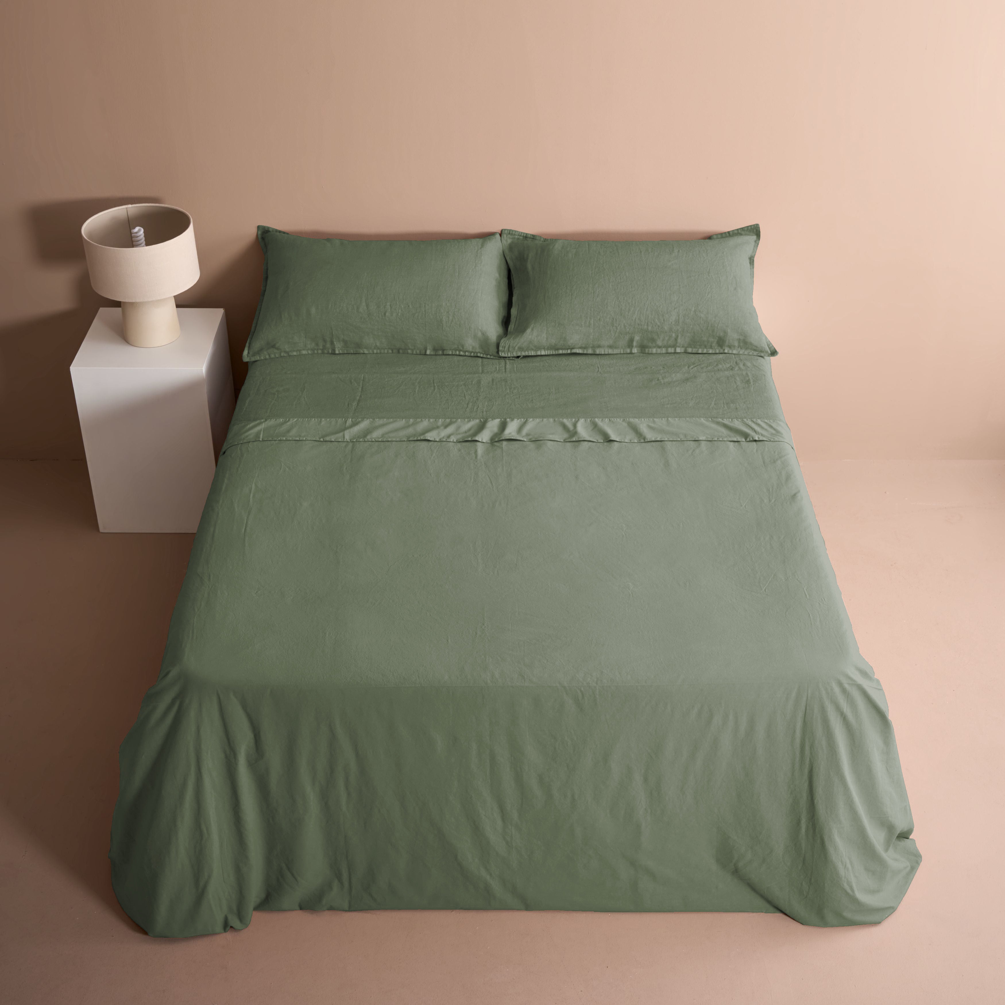 Parure Lenzuola Copriletto No-Stiro NIRANO PLUS Letto Moreali Tessile Casa Matrimoniale Verde