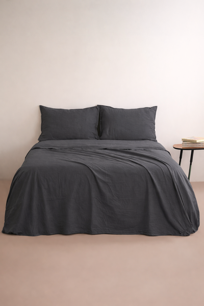 Parure Lenzuola No-Stiro NIRANO Letto Moreali Tessile Casa Matrimoniale Antracite