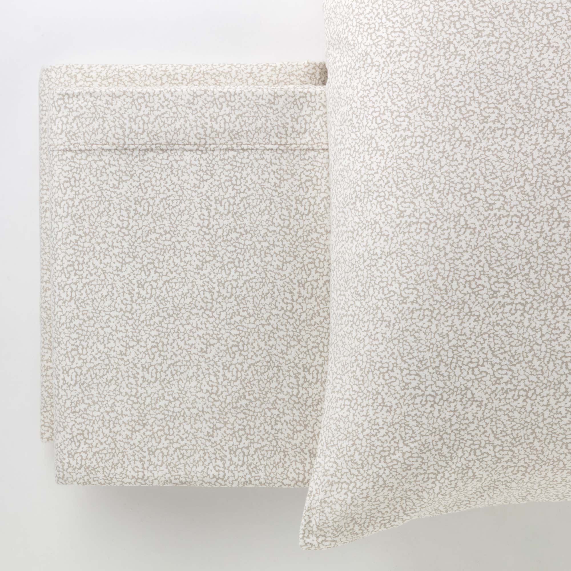 Completo Lenzuola Flanella Cotone Stampato Cloudette Letto Riviera Matrimoniale Beige