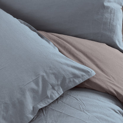 Parure Copripiumino No-Stiro DOUBLE Letto Moreali Tessile Casa Matrimoniale Azzurro Polvere/Grigio