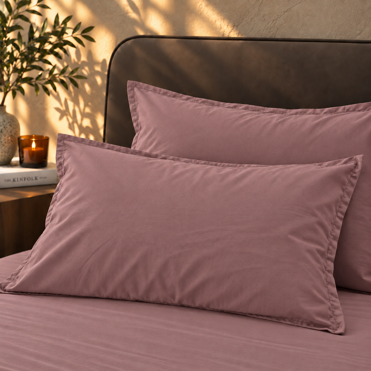 Coppia Federe Cotone No-Stiro ESSENZIALE Letto Moreali Tessile Casa 50 x 80 cm Malva