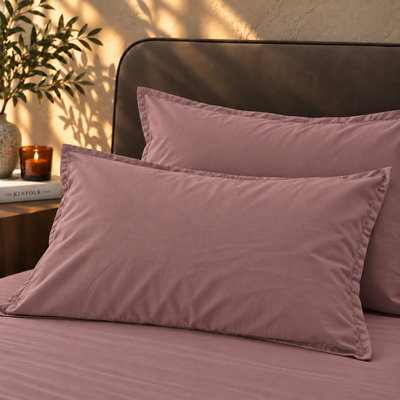 Coppia Federe Cotone No-Stiro ESSENZIALE Letto Moreali Tessile Casa 50 x 80 cm Malva