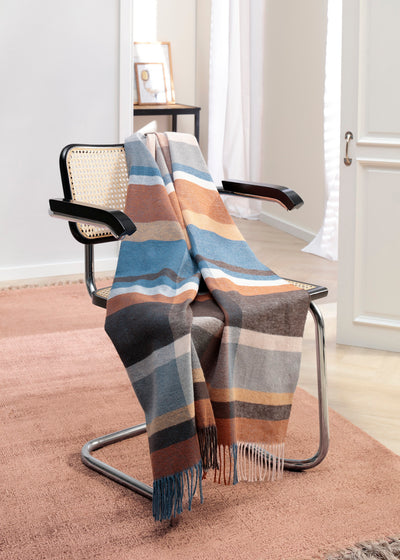 Plaid Sfrangiato Harmony Brown Made in Italy Soggiorno Borbo 130 x 170 Multicolor