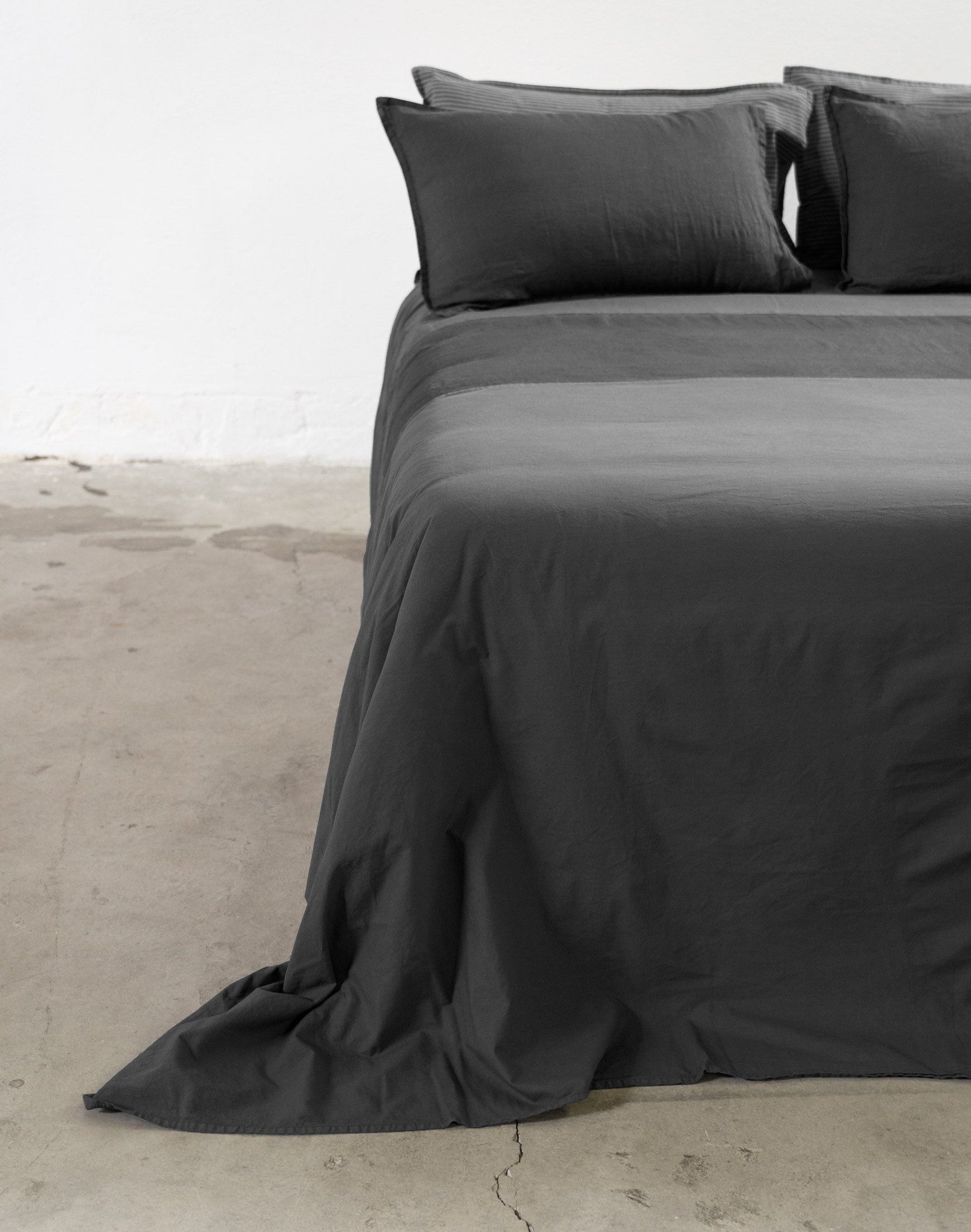 Parure Copripiumino No-Stiro Lino/Cotone NIRANO Letto Moreali Tessile Casa Matrimoniale Antracite