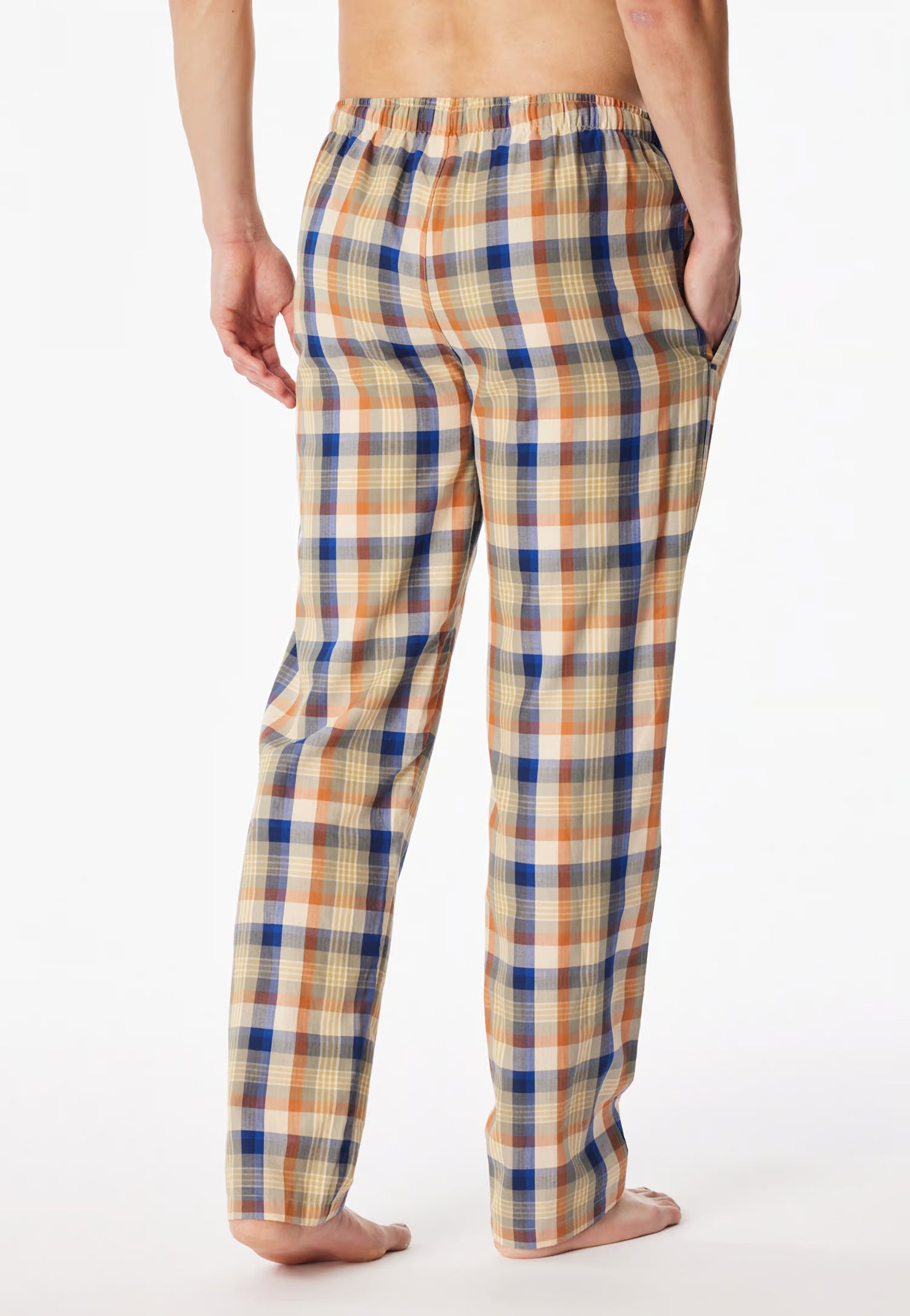 Pantaloni Uomo Cotone Quadretti Beige Abbigliamento Schiesser
