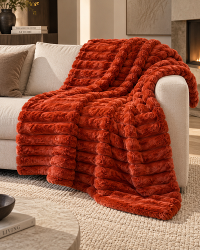 Plaid in Pelliccia TRECCE Soggiorno Maryplaid 140 x 180 Ruggine