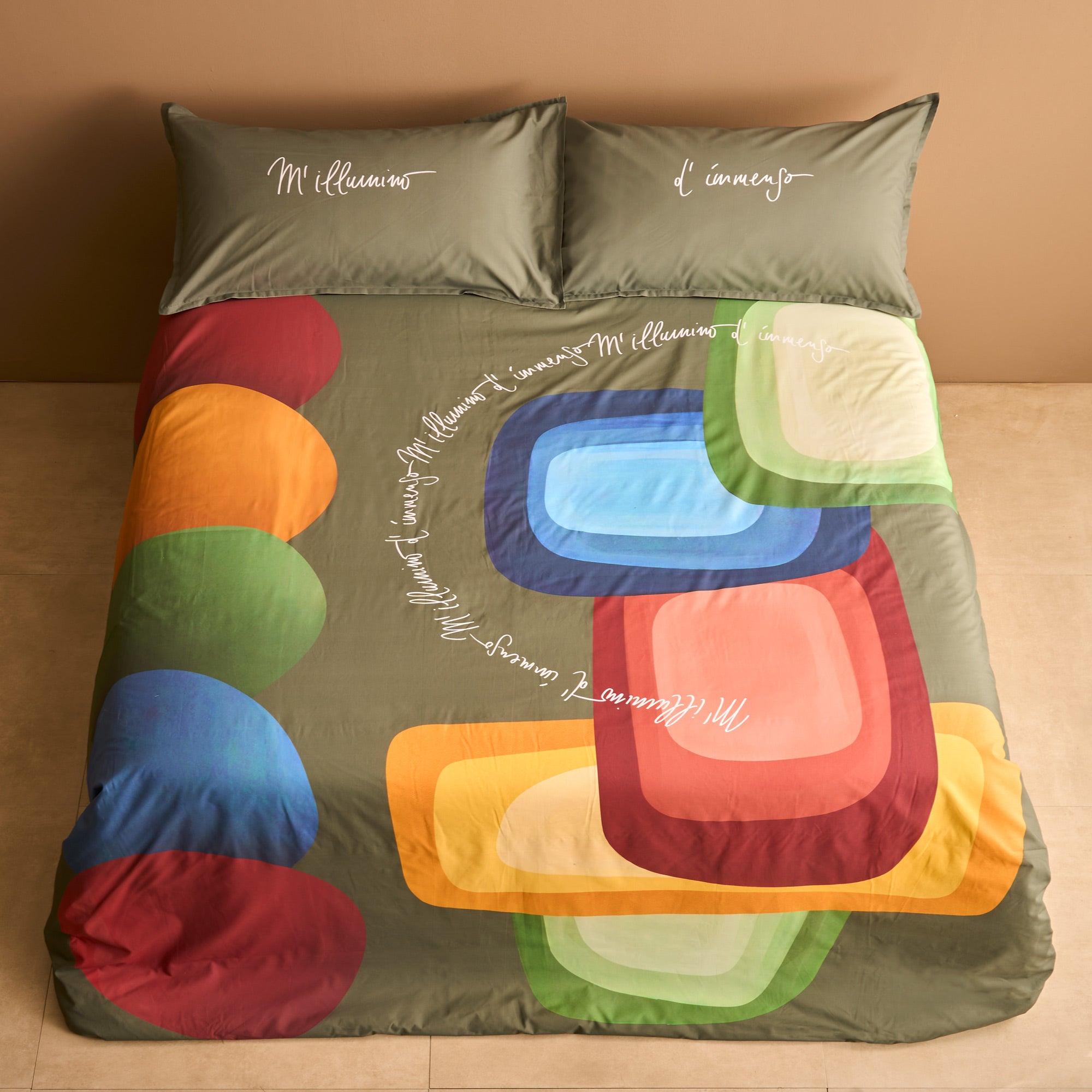 POPUP - Parure Copripiumino Percalle INTRUSI D'AUTORE Vol. II Letto Moreali Tessile Casa Matrimoniale Verde