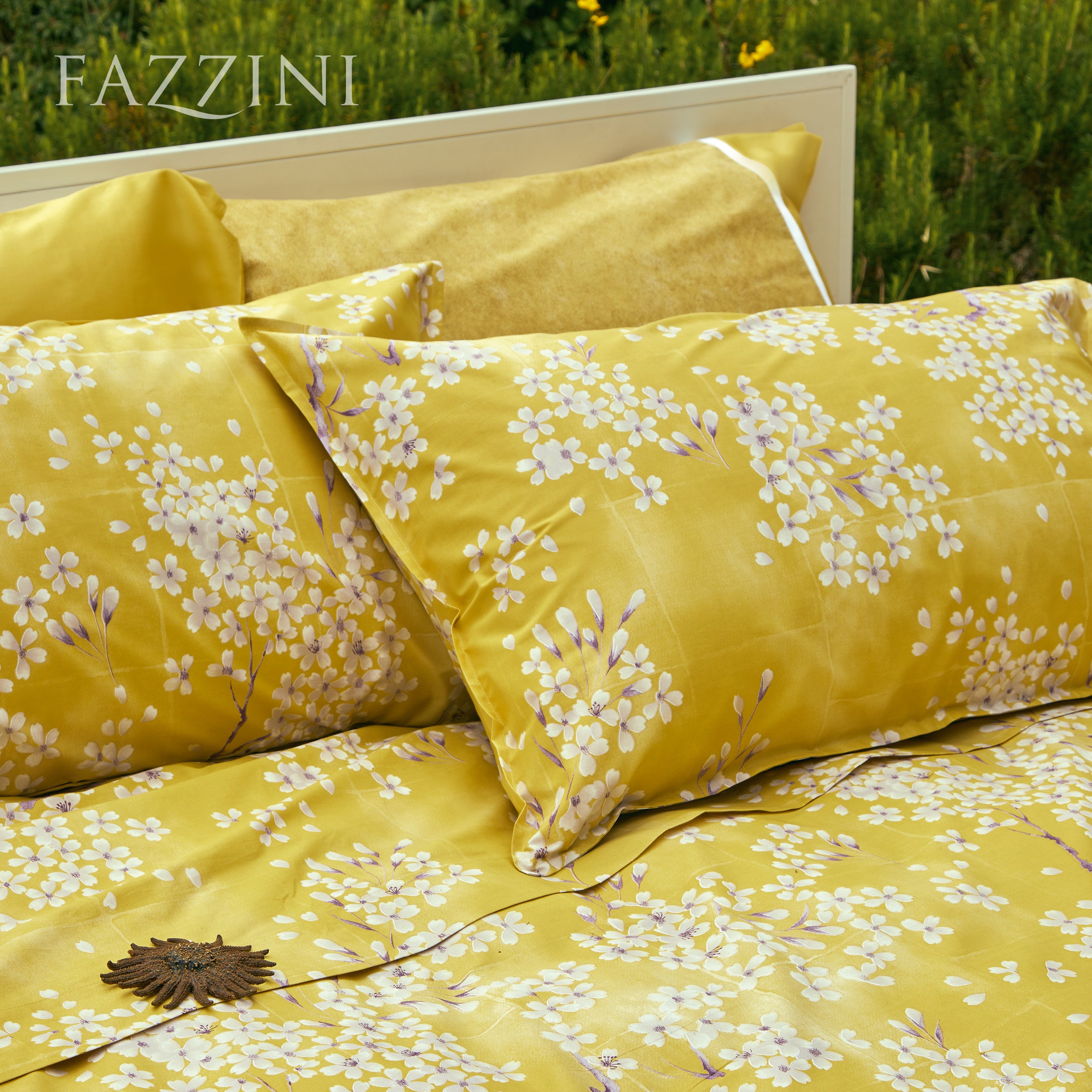Completo Lenzuola Copriletto Percalle KIMONO Letto Fazzini Singolo Giallo