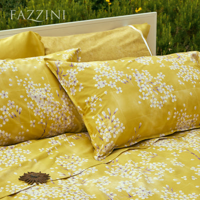 Completo Lenzuola Copriletto Percalle KIMONO Letto Fazzini Singolo Giallo
