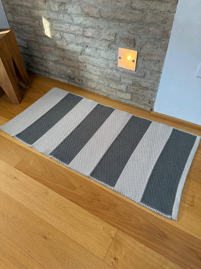 POPUP - Tappeto Artigianale Lino/Cotone STRIPES Bagno Moreali Tessile Casa 60 x 120 Corda/Moka