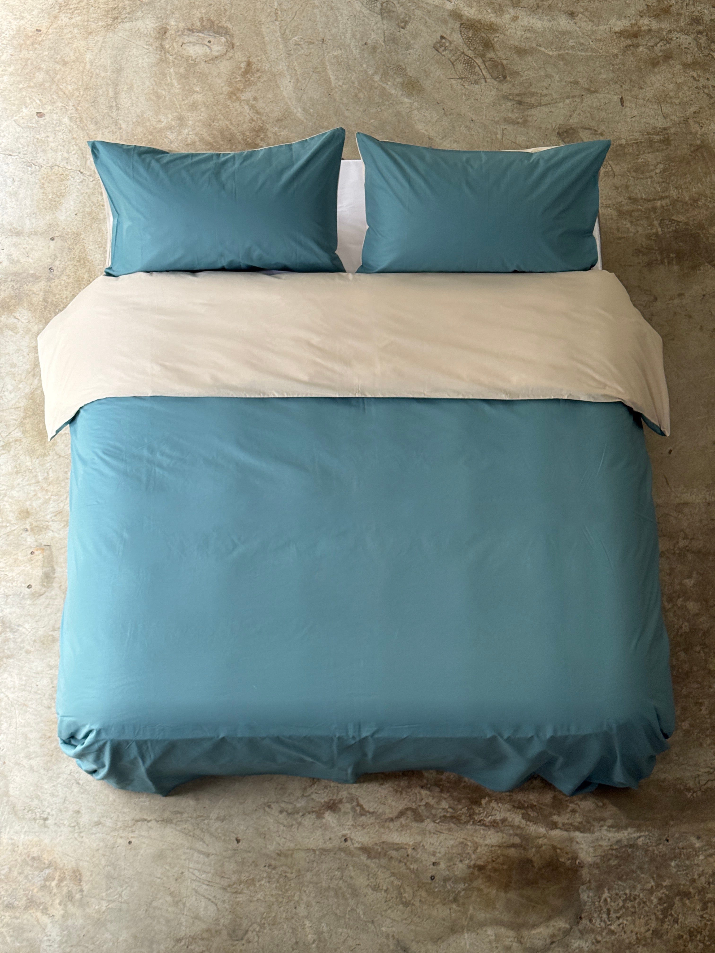 Parure Copripiumino Double MINIMAL Letto Moreali Tessile Casa Matrimoniale Ottanio/Corda