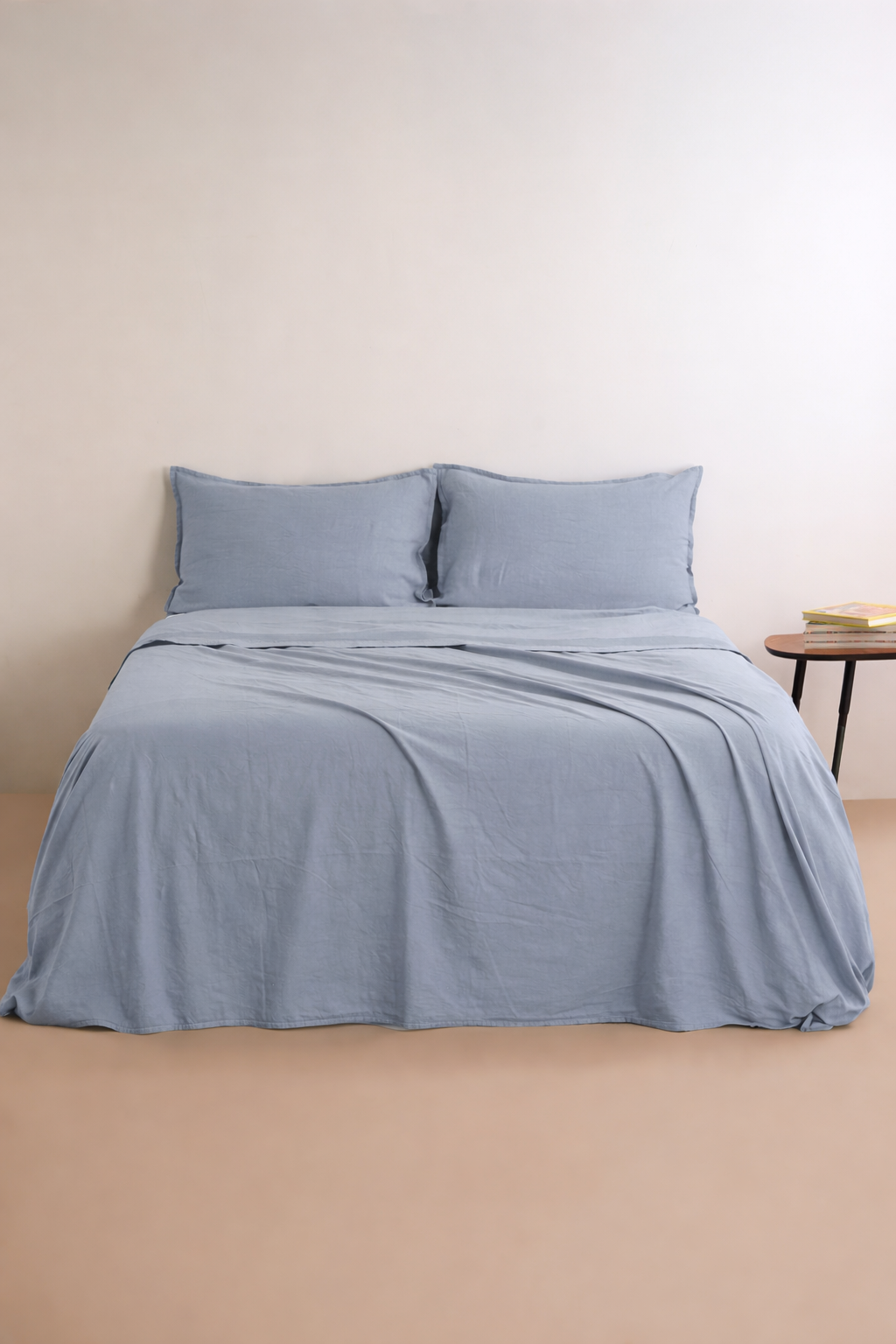 Parure Lenzuola No-Stiro NIRANO Letto Moreali Tessile Casa Matrimoniale Azzurro Polvere