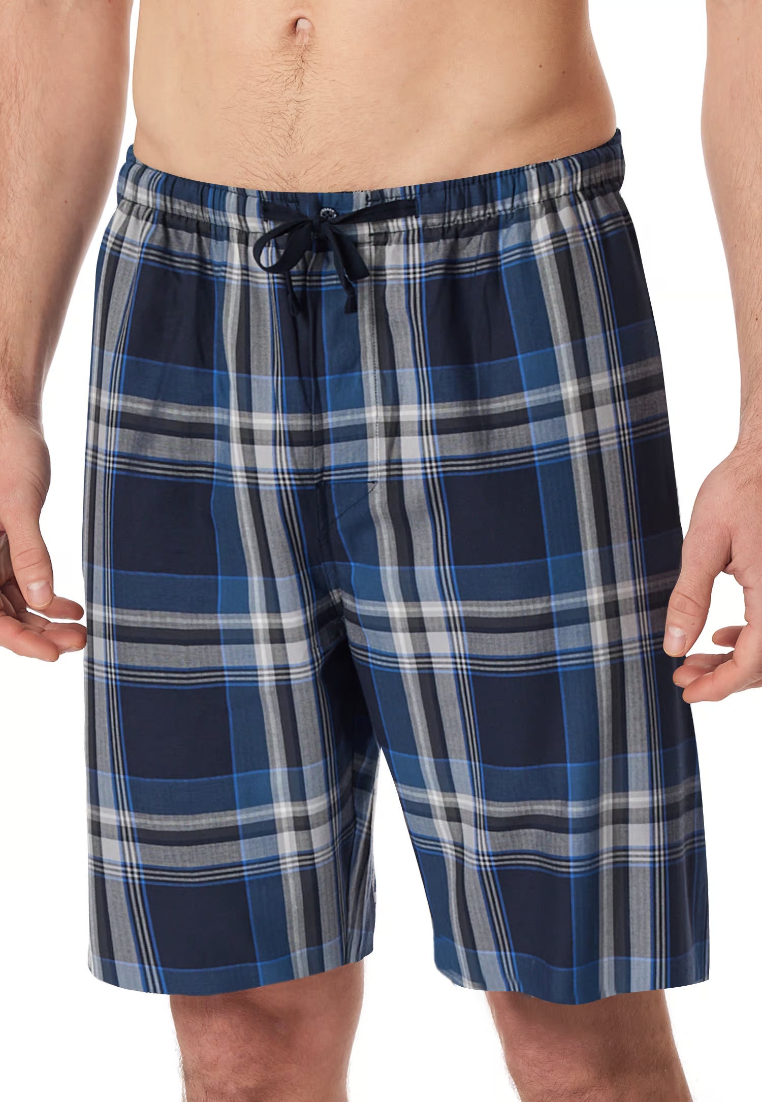 Pantaloncini Corti Uomo Cotone Quadretti Blu Abbigliamento Schiesser