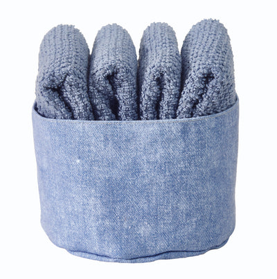 Set 4 Lavette + Cestino PEPE Bagno Maison Sucrée 30 x 30 Avio var.11