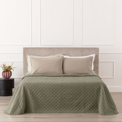 Trapuntino Mussola di Cotone ROMBUS Letto Riviera Matrimoniale 260 x 260 Verde Oliva