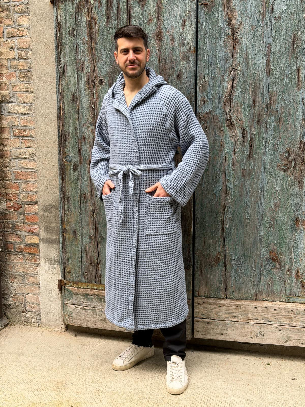 Accappatoio Garment Washed Unisex APE REGINA Bagno Moreali Tessile Casa S Azzurro Polvere