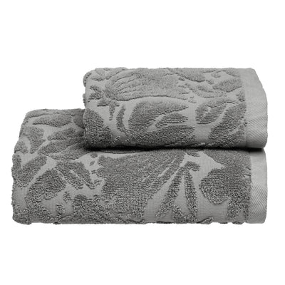 Set Asciugamani Jacquard Tinto Capo FLOWERS Bagno Moreali Tessile Casa 60 x 100 / 40 x 60 Grigio