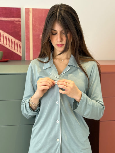 Pigiama Donna Aperto Piping Abbigliamento Moreali Tessile Casa