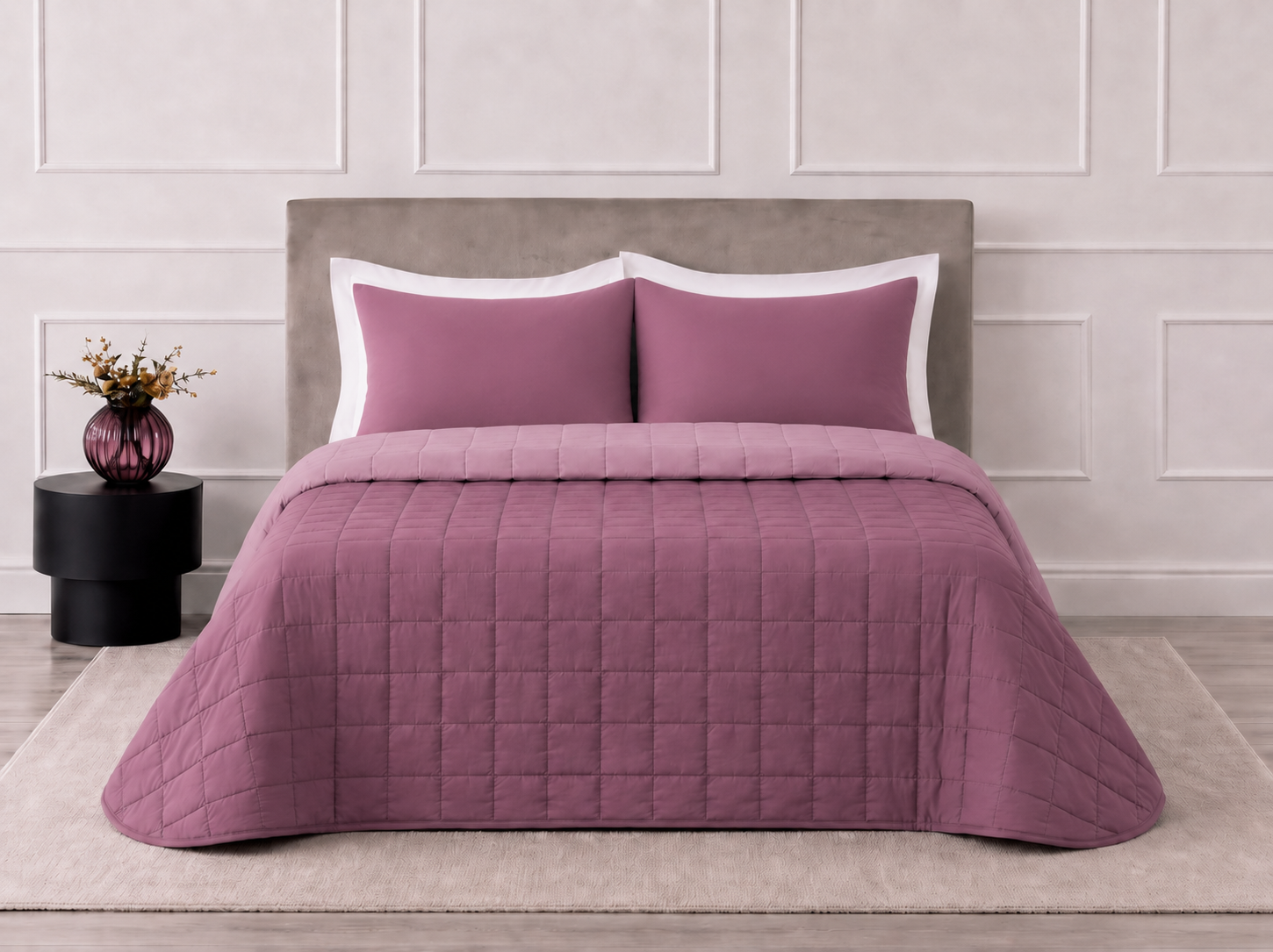 Trapuntino in Microfibra Bicolore PASSEPARTOUT Letto Riviera Matrimoniale 260 x 260 Viola Uva