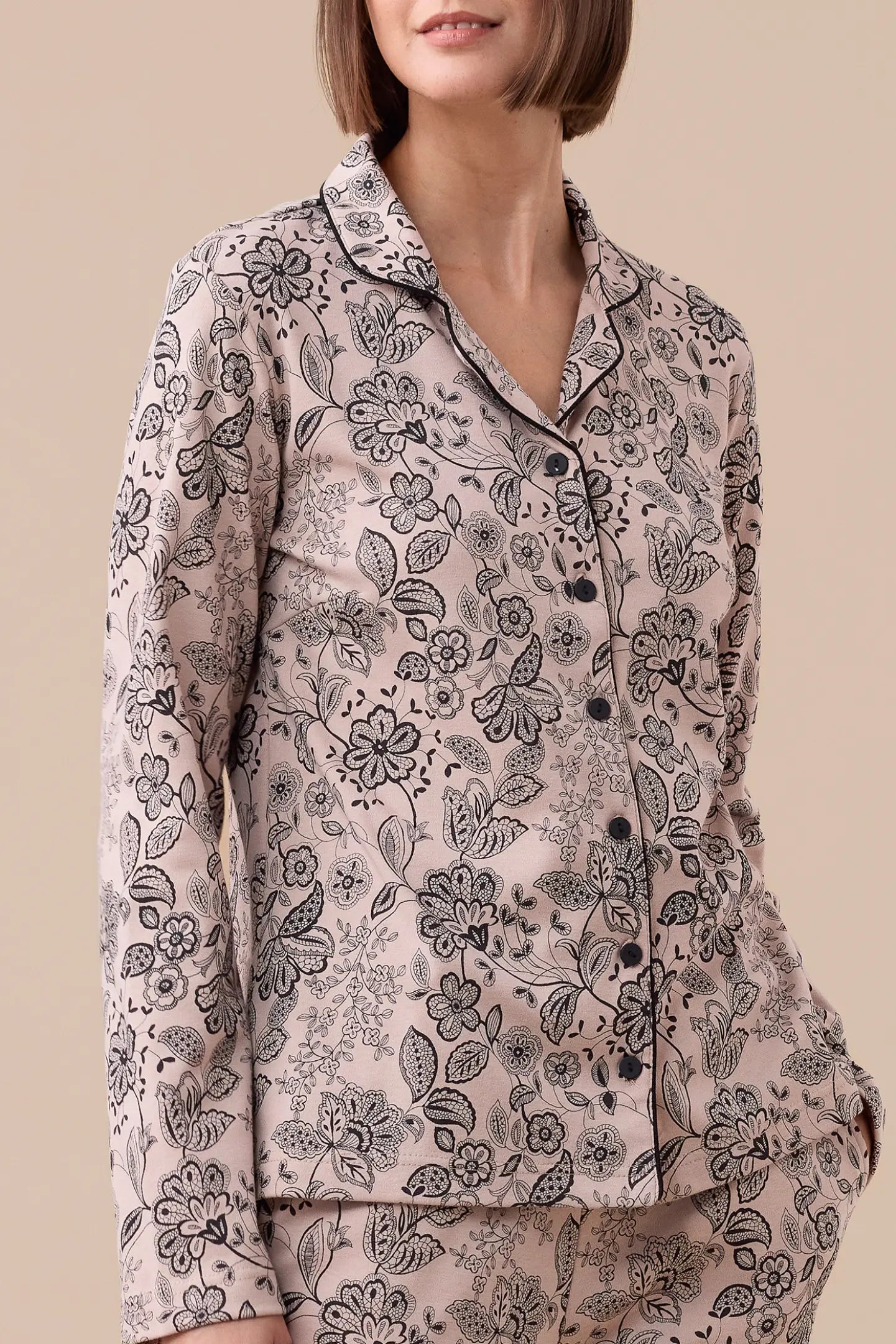 Pigiama Donna Caldo Cotone Fiori Abbigliamento noidinotte