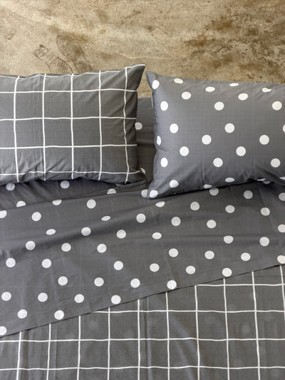 Completo Lenzuola Copriletto Quadri-Pois EASY Letto Moreali Tessile Casa
