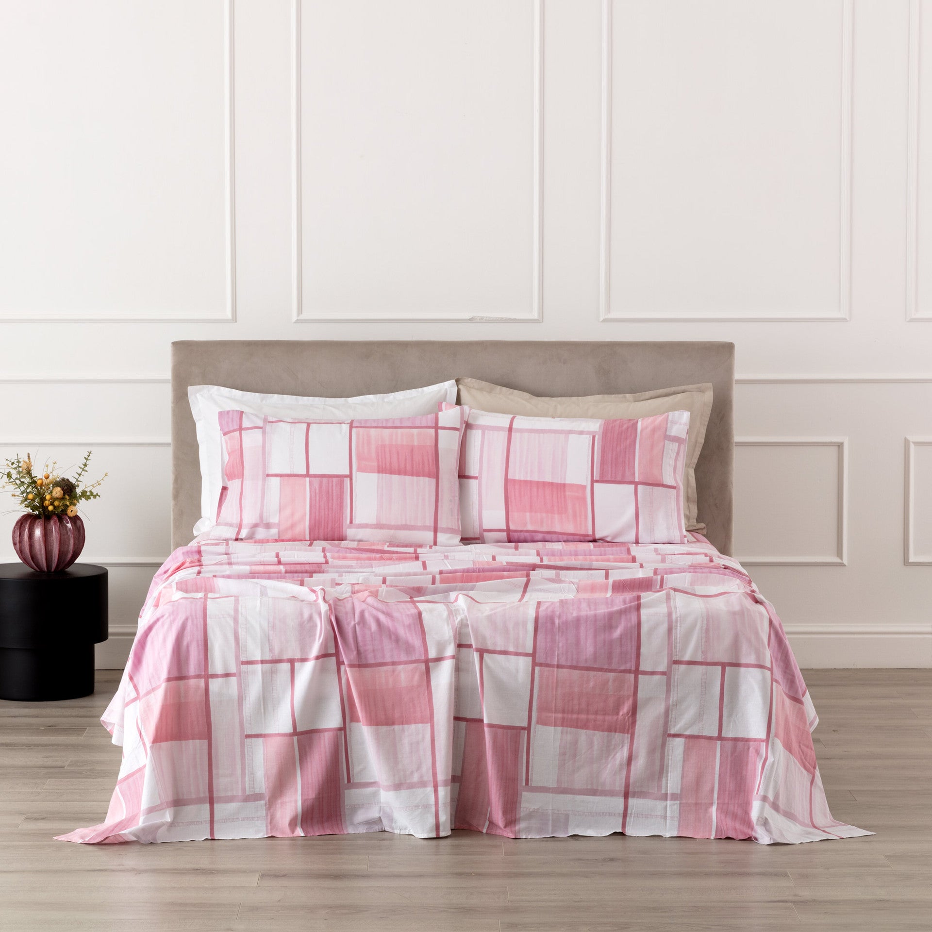 Completo Lenzuola Cotone Stampato JURI Letto Riviera Matrimoniale Malva