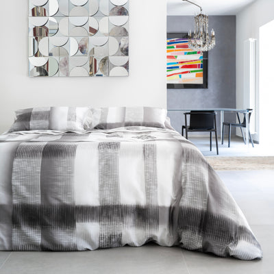 Parure Copripiumino Raso 300TC ADAM Letto Galizzi Matrimoniale Pietra