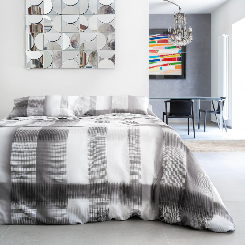 Parure Copripiumino Raso 300TC ADAM Letto Galizzi Matrimoniale Pietra