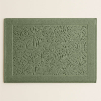 Tappeto Jacquard Tinto Capo FLOWERS Bagno Moreali Tessile Casa 60 x 90 Verde