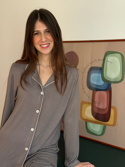 Pigiama Donna Aperto Piping Abbigliamento Moreali Tessile Casa