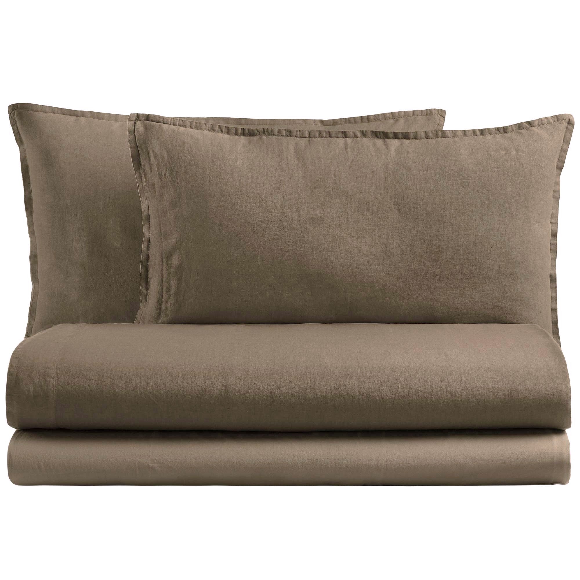 Parure Copripiumino Cotone No-Stiro ESSENZIALE Letto Moreali Tessile Casa Matrimoniale Tortora