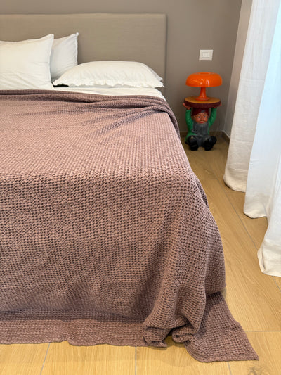 POPUP - Copriletto Stone Washed Nido D'Ape Soggiorno Moreali Tessile Casa Matrimoniale 260 x 260 Malva