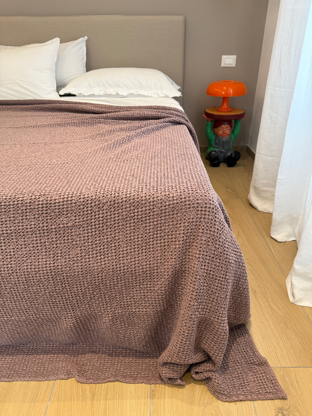 POPUP - Copriletto Stone Washed Nido D'Ape Soggiorno Moreali Tessile Casa Matrimoniale 260 x 260 Malva