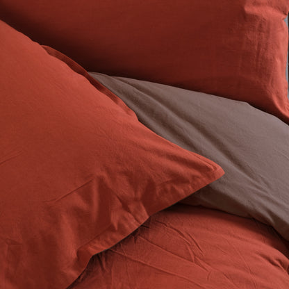 Parure Copripiumino No-Stiro DOUBLE Letto Moreali Tessile Casa Matrimoniale Terra/Cioccolato