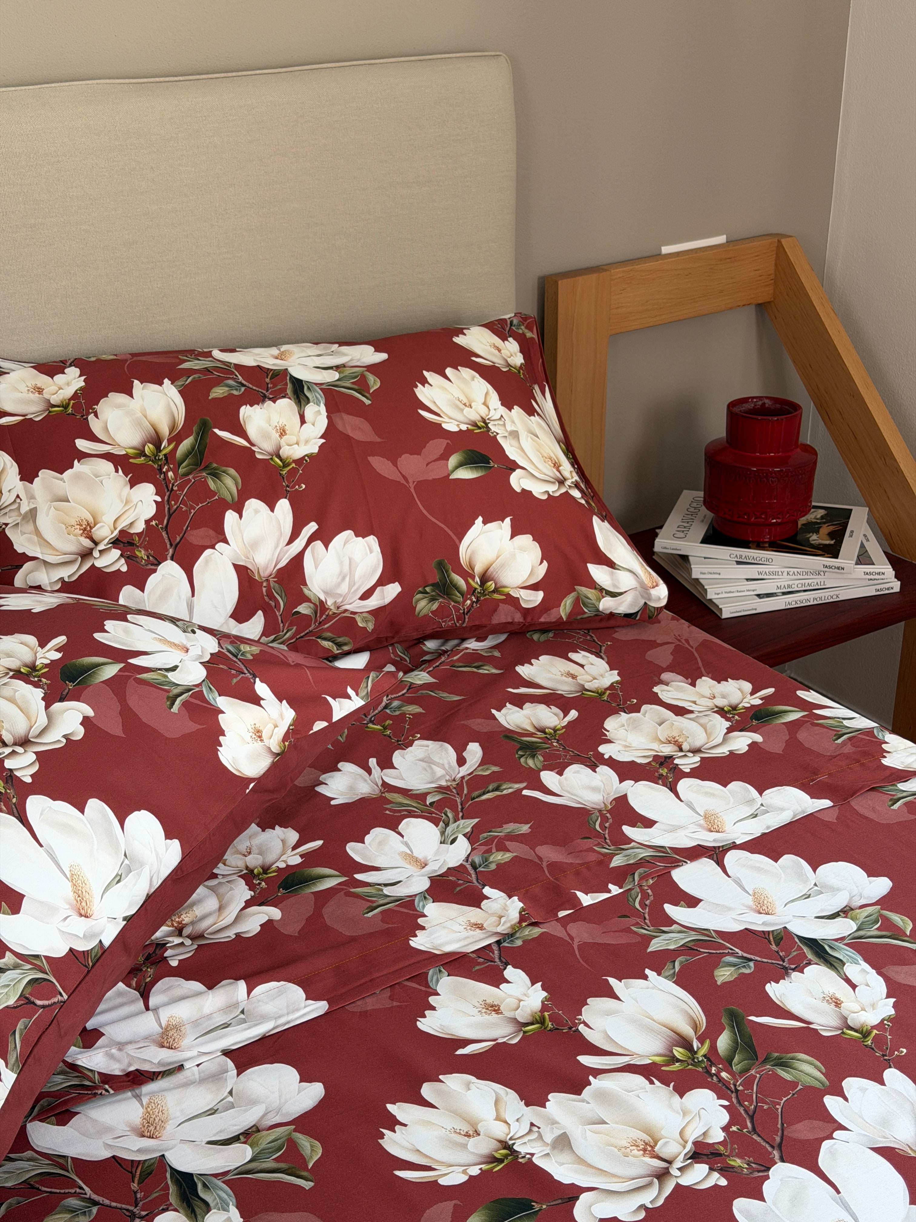 Parure Lenzuola Copriletto Raso 300TC FIORI SUL LETTO - LAVINIA 2.0 Letto Moreali Tessile Casa