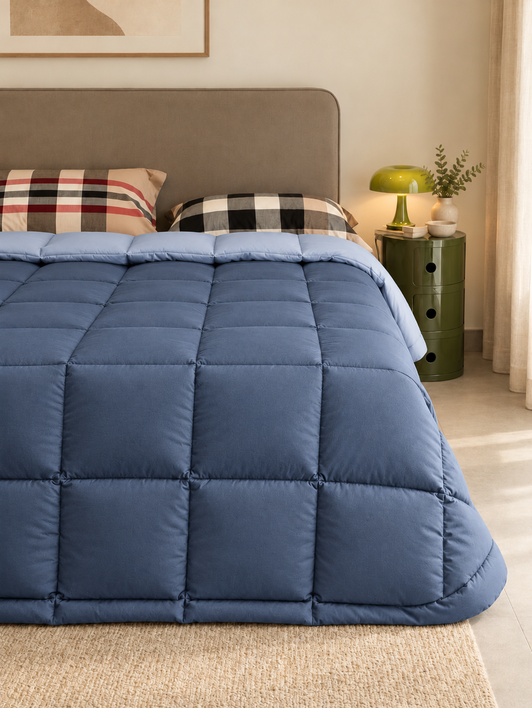 Trapunta Tinta Unita Double PIUMINO D'OCA Letto Cinelli Medio 220 g/mq Denim/Azzurro Polvere
