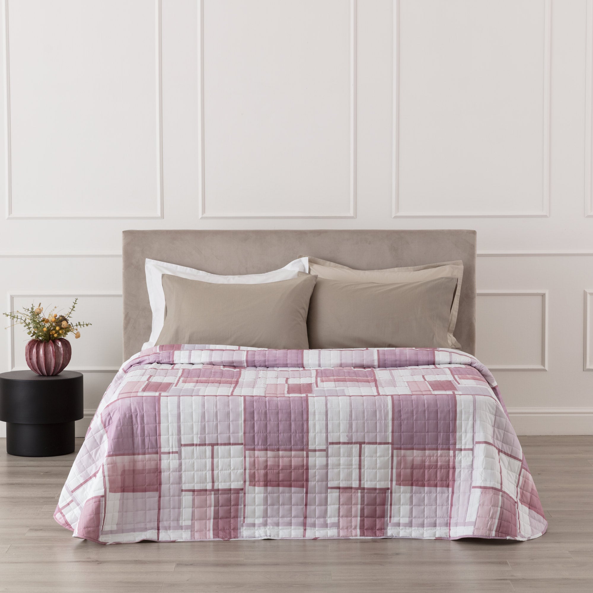 Trapuntino in Microfibra Stampato JURI Letto Riviera Matrimoniale 260 x 260 Malva