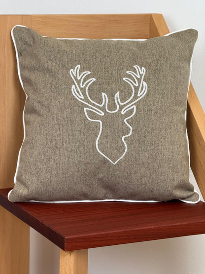 Cuscino Arredo Piping Christmas Reindeer Soggiorno Moreali Tessile Casa 45 x 45 Corda Scuro