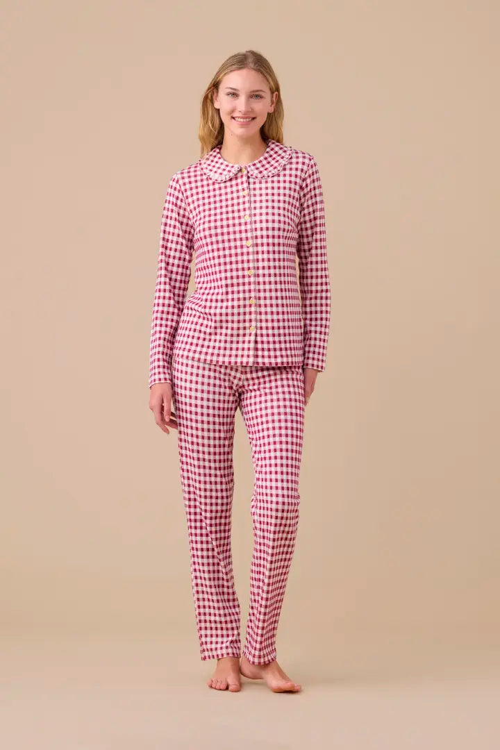 Pigiama Donna Caldo Cotone Quadretti Abbigliamento noidinotte XS Rosa