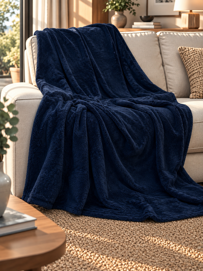 Plaid Extra Soft COCCOLA Soggiorno Moreali Tessile Casa Plaid 150 x 180 Blu Navy 982