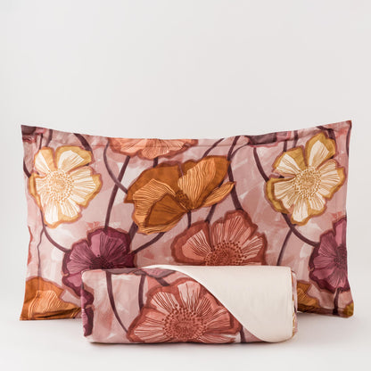 Completo Lenzuola Copriletto Raso 300TC Stampa Digitale Keira Letto Reevèr Matrimoniale Cipolla