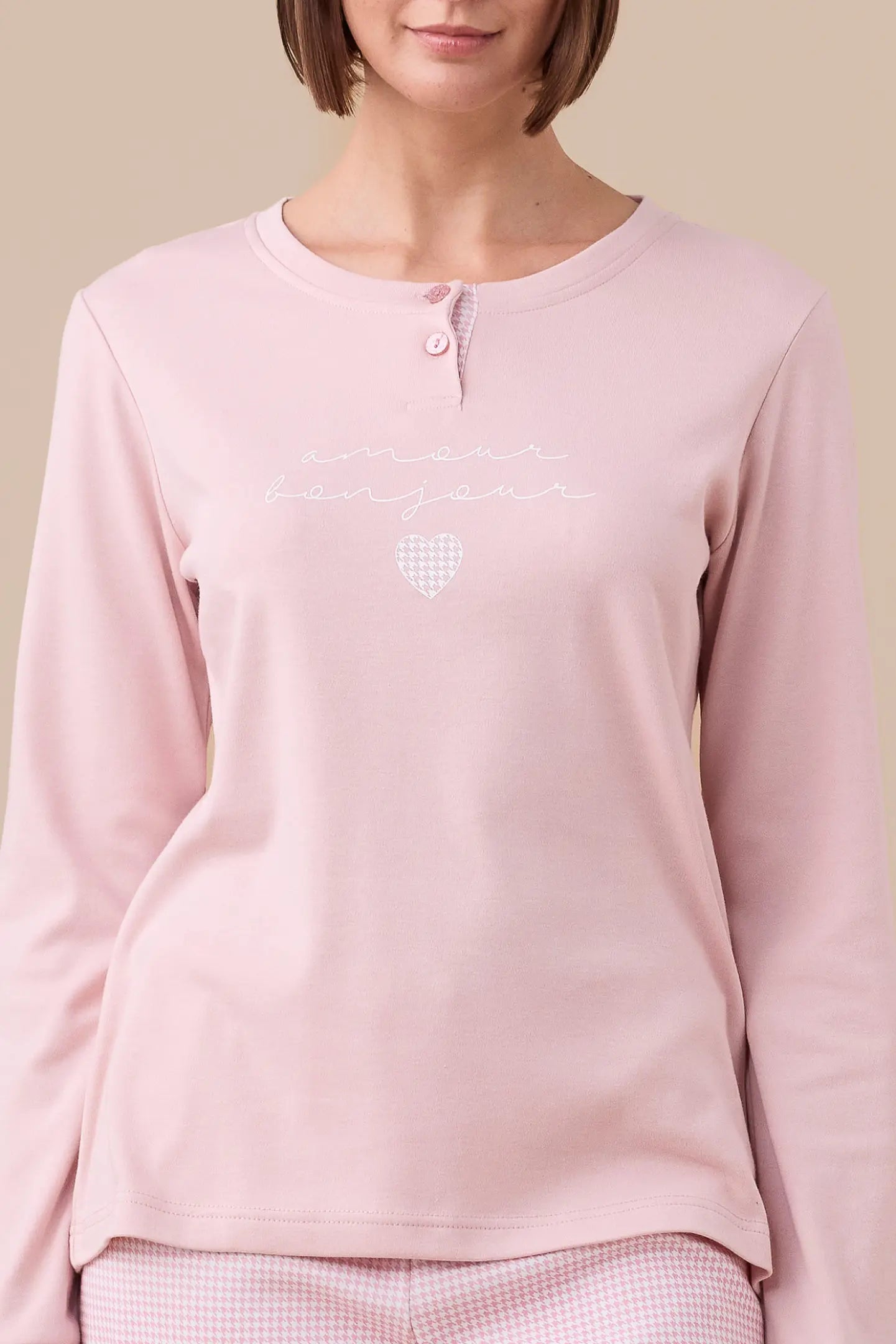 Pigiama Donna Caldo Cotone Amour Bonjour Abbigliamento noidinotte