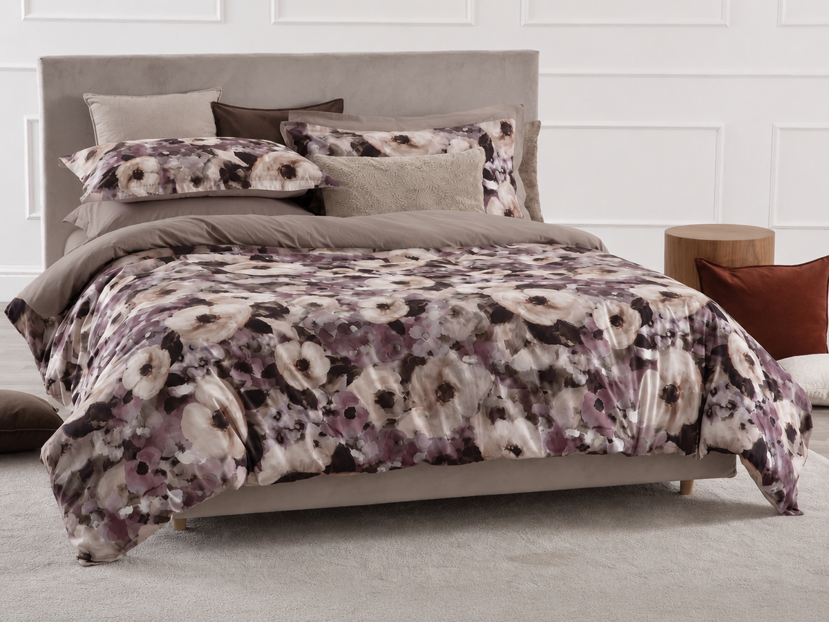 EIRA PARURE COPRIPIUMINO COPRILETTO PERCALLE STAMPA DIGITALE 2P Letto Riviera Matrimoniale Beige Nocciola