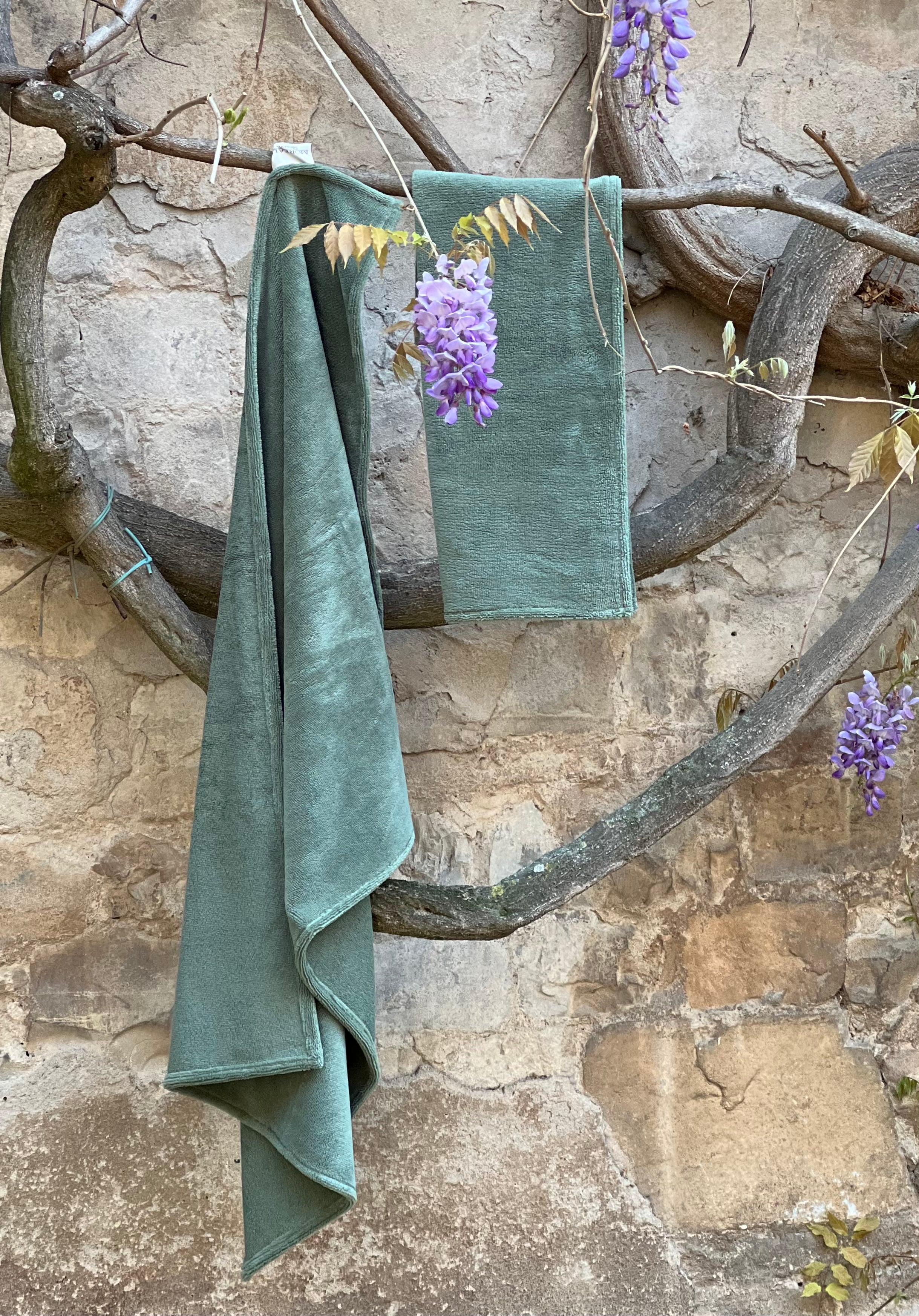 Set Asciugamani BAMBOO Made in Italy Bagno Moreali Tessile Casa 100 x 62 / 60 x 40 Verde