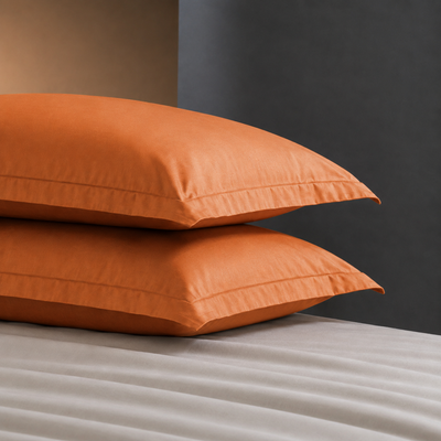 Coppia Federe Cotone Madapolam PAINT Letto Riviera 50 x 80 Arancione