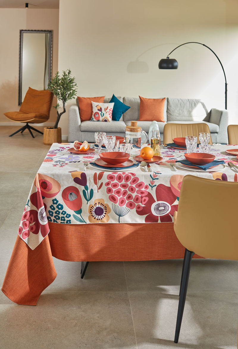 Tovaglia Antimacchia Morbida Stampata BOQUERIA Cucina Maison Sucrée Quadrata 4 Posti 155x155 Multicolor